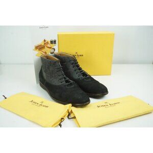 John Lobb Winner Boot Ebony Velveteen Charcoal Twill Boots Sz 9.5 W/ Box Bags